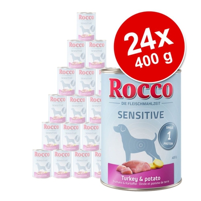 Rocco Sensitive 24 x 400 g - 2 gusti: Tacchino & Patate, Selvaggina & Pasta