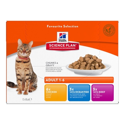 Hill's Science Plan Feline Adult Pack Misto - 12 x 85 g, Varietà di Pollo