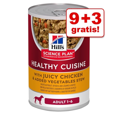 9 + 3 gratis! 12 x 354 g Hill's Science Plan Healthy Cuisine Spezzatino - Adult 1-6 Manzo e Verdure