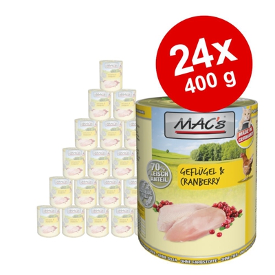 MAC's Cat 24 x 400 g - Manzo e Cuori di Pollo