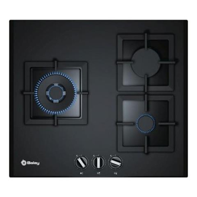 Piano Cottura S0408210 a Gas 3 Fuochi da 60 cm Colore Nero