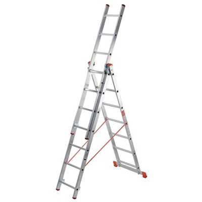 Scala Tripla In Alluminio Gradini 3 X 7