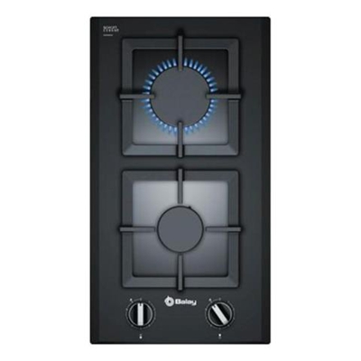 Piano Cottura S0408200 a Gas 2 Fuochi da 30 cm Colore Nero