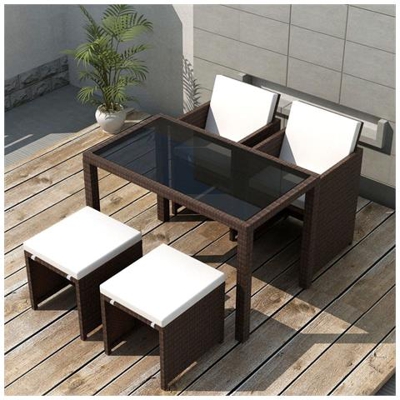 Set Mobili Per Esterni 11 Pz Polyrattan Marrone
