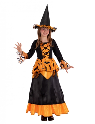 Travestimento strega pipistrello con cappello