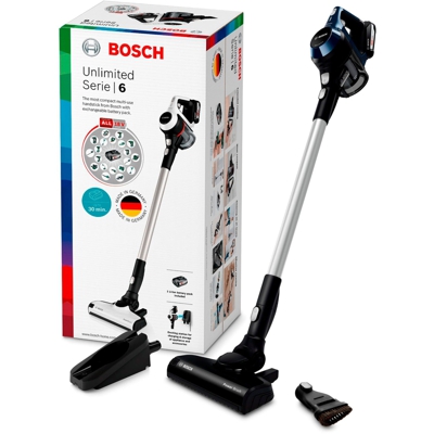 Serie 6 BBS611PCK aspiratore portatile Senza sacchetto Blu, Argento, Aspirapolvere verticale