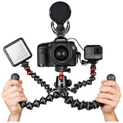 GorillaPod Rig, Kit Treppiede Flessibile con Testa a Sfera e Due Bracci GorillaPod per Fotocamere DSLR, Microfoni, Luci e Accessori, JB01522-BWW