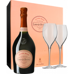 CHAMPAGNE LAURENT-PERRIER - BRUT ROSE - EN COFANETTO REGALO 2 FLUTE 2019 en oferta