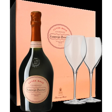 CHAMPAGNE LAURENT-PERRIER - BRUT ROSE - EN COFANETTO REGALO 2 FLUTE 2019