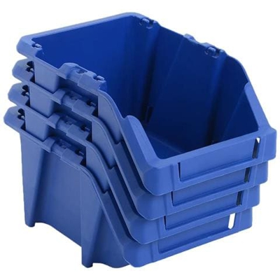 Contenitori Portaoggetti Impilabili 150 Pz 125x195x90 Mm Blu