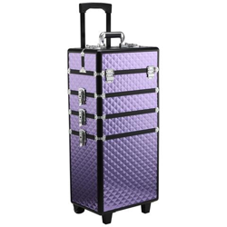 Trolley Per Make Up Professionale In Alluminio Viola Con Valigetta Removibile 33.5 X 23 X 76/95.5cm precio